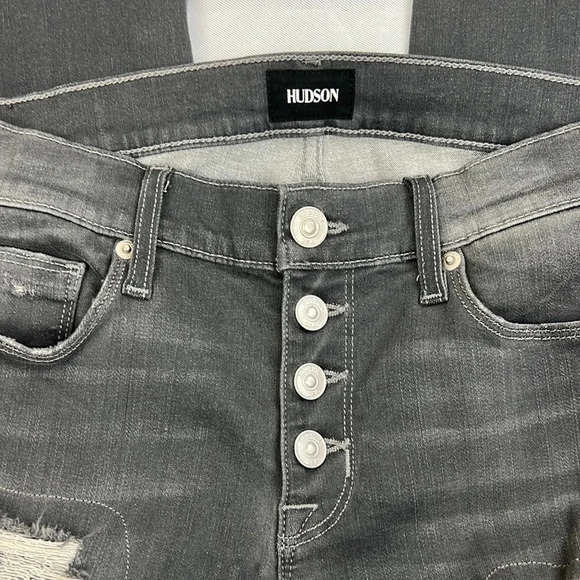 Hudson Women’s 27 Stretchy Ciara S.Skinny Exposed Button Distressed Jean - Picture 3 of 11